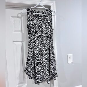 Floral Black and White Sleeveless Dress